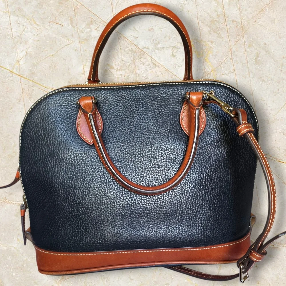 Dooney & Bourke Black and Brown Leather Satchel